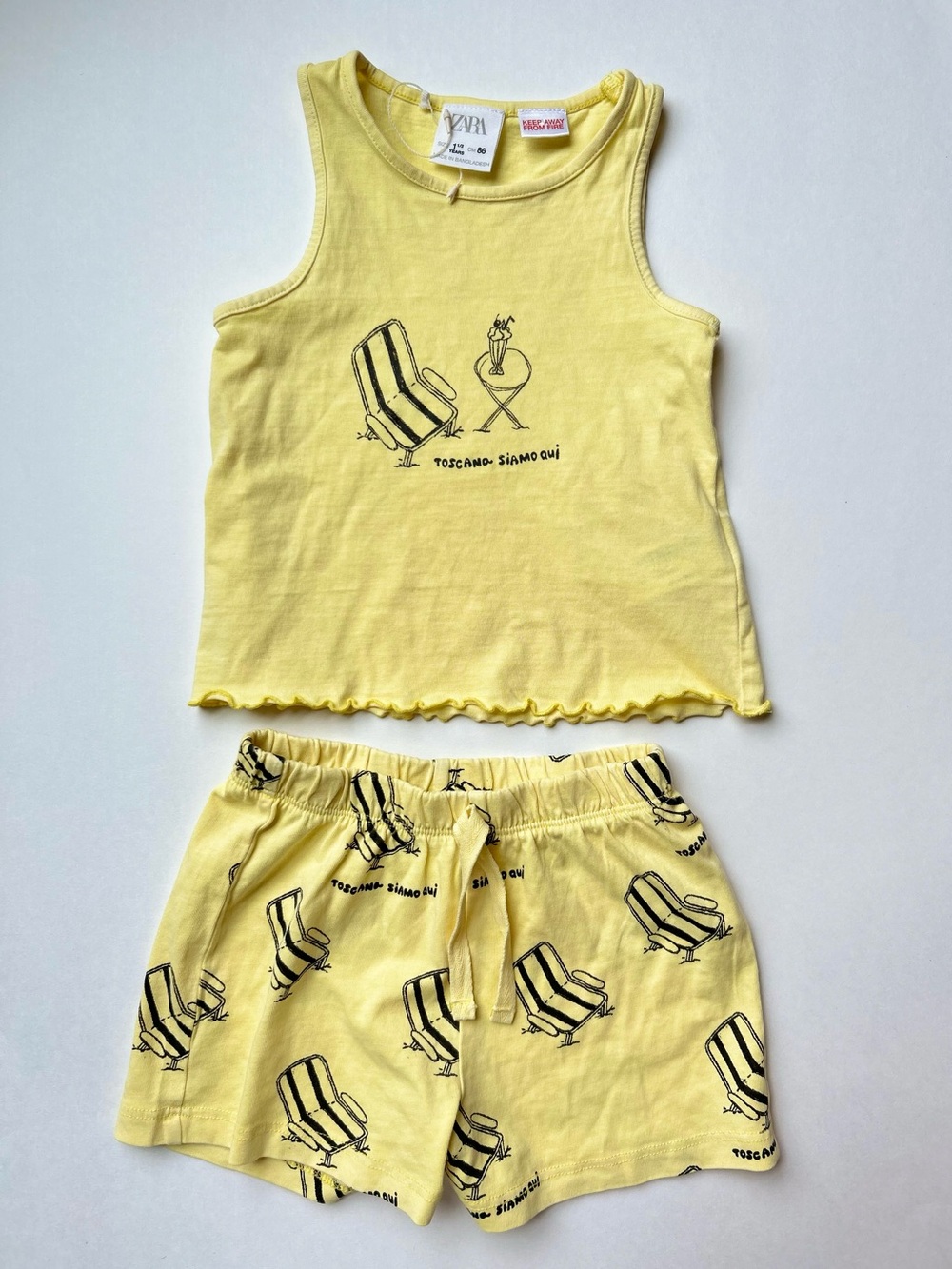 Zara Yellow Lounge Set with Chair Print